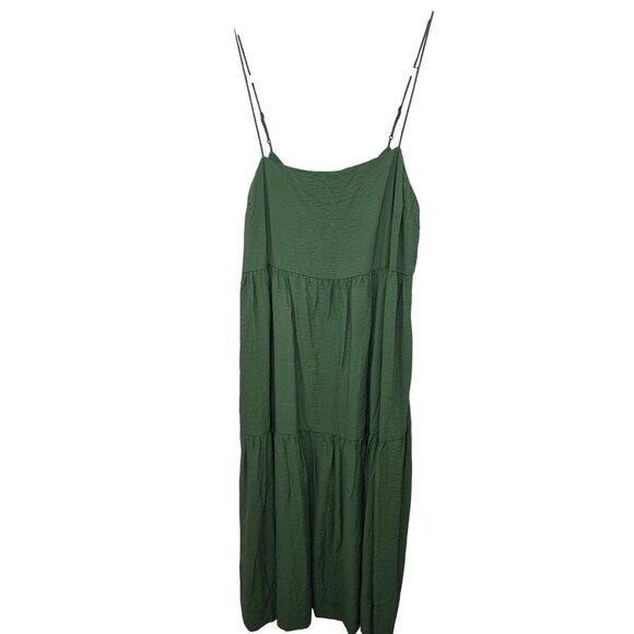 Abercrombie & Fitch Green Sleeveless Tiered Maxi Dress Adjustable Straps & Side - Picture 1 of 11
